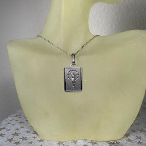 Jesus Pendant in Sterling Silver + Silver Tone Chain